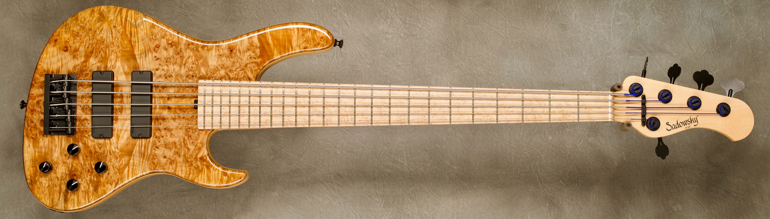 SOLD: #9386 Natural Maple Burl 5-24 Modern. - Sadowsky Guitars