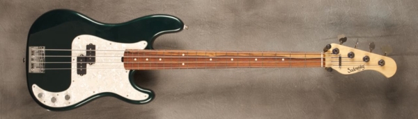 MODEL: 4-20 Vintage P-bass,
SERIAL: #7294,
FINISH: Sherwood green metallic,
BODY: Chambered alder,
WEIGHT: 7.72 lbs,
NECK: Maple with thin matte nitro finish,
FINGERBOARD: Madagascar rosewood, 12″ radius, 1.75″ nut width,
PICKGUARD: Vintage pearl,
HARDWARE: Chrome,
PICKUPS: Sadowsky P,
PREAMP: Sadowsky preamp with vintage tone control