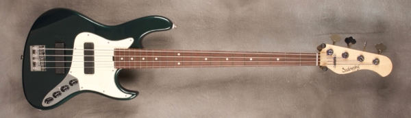 MODEL: 4-22 Vintage Will Lee,
SERIAL: #7745,
FINISH: Sherwood green metallic,
BODY: Alder,
NECK: Maple with thin matte nitro finish,
FINGERBOARD: Amazon Rosewood, 12″ radius, 1.45″ nut width,
PICKGUARD: Mint,
HARDWARE: Chrome,
PICKUPS: Sadowsky single coil,
PREAMP: Sadowsky mid-boost preamp with vintage tone control and mid boost circuit