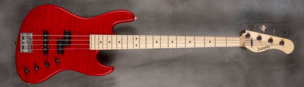 MODEL: 4-21 Verdine White Standard
SERIAL: #8163,
FINISH: Transparent Red,
BODY: swamp ash with flame maple top,
WEIGHT: 8.75 lbs,
NECK: Maple with thin matte nitro finish,
FINGERBOARD: maple, 12″ radius, 1.75″ nut width,
PICKGUARD: None
HARDWARE: Chrome,
PICKUPS: Sadowsky single coil,
PREAMP: Sadowsky preamp with vintage tone control