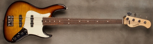 MODEL: 4-22 Will Lee,
SERIAL: #8277,
FINISH: '59 Burst,
BODY: Chambered Alder with flame maple top,
WEIGHT: 8.00 lbs,
NECK: Maple with thin matte nitro finish and 12" radius, 1.45" nut width,
FINGERBOARD: Amazon Rosewood,
PICKGUARD: Parchment,
HARDWARE: Chrome,
PICKUPS: Sadowsky Single Coils in 60's Location,
PREAMP: Sadowsky preamp with vintage tone control and mid boost circuit
