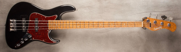 MODEL: 4-22 Will Lee,
SERIAL: #8343,
FINISH: Black,
BODY: One Piece Chambered Lightweight Ash,
NECK: Roasted Master Grade Birdseye Maple with thin matte nitro finish and 12" radius and 1.45 nut width,
FINGERBOARD: Roasted Birdseye Maple with Abalone Dots,
PICKGUARD: Tortoise,
HARDWARE: Chrome,
PICKUPS: Sadowsky Humcancelling in 60's Location,
PREAMP: Sadowsky preamp with vintage tone control and mid boost circuit