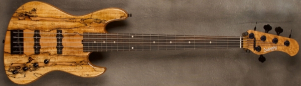 MODEL: 5-21 Standard J-bass,
SERIAL: #8444,
FINISH: '59 Burst,
BODY: Chambered Alder with Spalted Maple top,
WEIGHT: 8.42 lbs,
NECK: Birdseye Maple neck with thin matte nitro finish,
FINGERBOARD: Brazilian Rosewood (CITES fees apply) 12’ radius, 1 3/4” nut width,
PICKGUARD: None,
HARDWARE: Black,
PICKUPS: Sadowsky Humcancelling JJ in 60's locations,
PREAMP: Sadowsky preamp with vintage tone control,