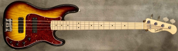 MODEL: 4-20 Vintage P,
SERIAL: #8831,
FINISH: '59 Burst,
BODY: Chambered Swamp Ash,
WEIGHT: 7.98 lbs,
NECK: Maple with thin matte nitro finish and 9" radius, 1 3/4" nut width and vintage fret wire
FINGERBOARD: Maple,
PICKGUARD: Tort,
HARDWARE: Chrome,
PICKUPS: Sadowsky Soapbars in 60's Locations,
PREAMP: Sadowsky preamp with vintage tone control