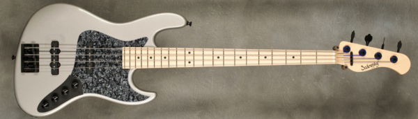 Model 4-21 Vintage,
Serial #8993,
Finish Inca Silver,
Body Chambered Swamp Ash,
Weight 7.52 lbs,
Neck Maple with thin matte nitro finish,
Radius/Nut 12" radius, 1.5" nut width,
Fingerboard Maple,
Pickguard Black Pearl,
Hardware Black ,
Pickups Sadowsky Humcancelling J in 70's locations,
Preamp Sadowsky preamp with vintage tone control