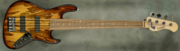 MODEL: Will Lee 5-22 Vintage,
SERIAL: #9047,
FINISH: Custom '59 Burst,
BODY: Chambered Swamp Ash with Spalted Maple Top,
WEIGHT: 8.91 lbs,
NECK: Maple with thin matte nitro finish and 12" radius, 1 3/4" nut width,
FINGERBOARD: Morado,
PICKGUARD: Plexi,
HARDWARE: Chrome,
PICKUPS: Sadowsky Soapbars in 60's Locations,
PREAMP: Sadowsky preamp with vintage tone control and mid-boost preamp