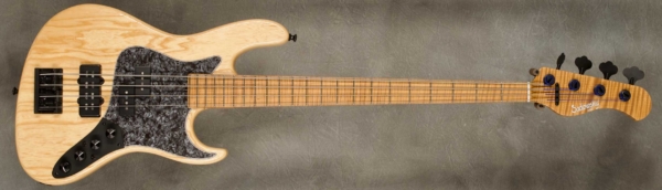 Model 4-22 Will Lee Vintage,
Serial #9143,
Finish Natural,
Body Chambered Swamp Ash,
Weight 7.56 lbs,
Neck Roasted Flame Maple with thin matte nitro finish,
Radius/Nut 12" radius, 1.45" nut width,
Fingerboard Flame Maple with Luminlay Side Dots,
Pickguard Black Pearl,
Hardware Black w/ Drop D Tuner,
Pickups Sadowsky P/Super J,
Preamp Sadowsky mid-boost preamp with vintage tone control