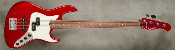 Model 4-22 Will Lee Vintage
Serial #9281
Finish Candy Apple Red
Body Chambered Alder
Weight 8.42 lbs
Neck Maple with thin matte nitro finish
Radius/Nut 12" radius, 1.45" nut width
Fingerboard Amazon Rosewood
Pickguard Parchment
Hardware Chrome w/ Drop D Tuner
Pickups Sadowsky Humcancelling P/J
Preamp Sadowsky mid-boost preamp with vintage tone control