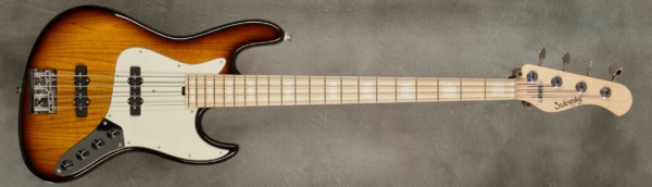 Model 4-21 Vintage
Serial #8894
Finish '59 Burst
Body Roasted Chambered Swamp Ash
Weight 7.96 lbs
Neck Maple with thin matte nitro finish
Radius/Nut 12" radius, 1.5" nut width
Fingerboard Maple with White Pearl Blocks
Pickguard Mint
Hardware Chrome
Pickups Sadowsky Humcancelling JJ in 70's Positions
Preamp Sadowsky preamp with vintage tone control