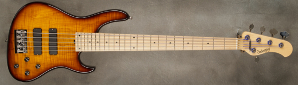 Model 5-24 Modern
Serial #9316
Finish '59 Burst
Body Chambered Roasted Swamp Ash w/ Spalted Maple Top
Weight 8.68 lbs
Neck Maple with thin matte nitro finish
Radius/Nut 12" radius, 1 7/8" nut width
Fingerboard Maple
Pickguard None
Hardware Chrome
Pickups Sadowsky Soapbars in modern locations
Preamp Sadowsky preamp with vintage tone control
