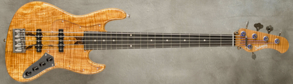Model 5-21 Vintage
Serial #9368
Finish Vintage Tint
Body Chambered Swamp Ash w/ Master Grade Spalted Maple Top
Weight 8.30 lbs
Neck Roasted Flame Maple with thin matte nitro finish
Radius/Nut 12" radius, 1 7/8" nut width
Fingerboard Ebony
Pickguard Plexi
Hardware Chrome
Pickups Sadowsky Humcancelling JJ in 60's Locations
Preamp Sadowsky preamp with vintage tone control