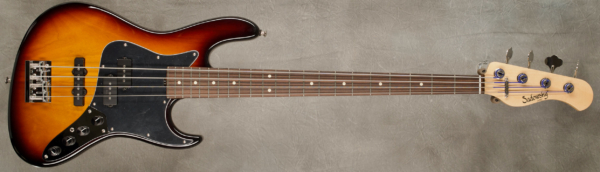 Model 4-22 Will Lee P/J Vintage
Serial #9399
Finish '59 Burst
Body Chambered Alder
Weight 7.91 lbs
Neck Maple with thin matte nitro finish
Radius/Nut 12" radius, 1.45" nut width
Fingerboard Morado
Pickguard BWB
Hardware Chrome
Pickups Sadowsky P/J
Preamp Sadowsky mid-boost preamp with vintage tone control