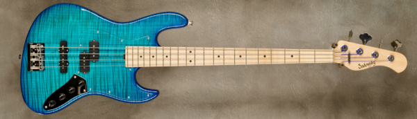 Model 4-21 Verdine White Vintage
Serial #9464
Finish Bora Blue Burst
Body Chambered Swamp Ash w/ Flame Maple Top
Weight 8.02 lbs
Neck Maple with thin matte nitro finish
Radius/Nut 12" radius, 1.5" (39mm) nut width
Fingerboard Maple
Pickguard Plexi
Hardware Chrome
Pickups Sadowsky P/J
Preamp Sadowsky preamp with vintage tone control
Case Sadowsky Portabag